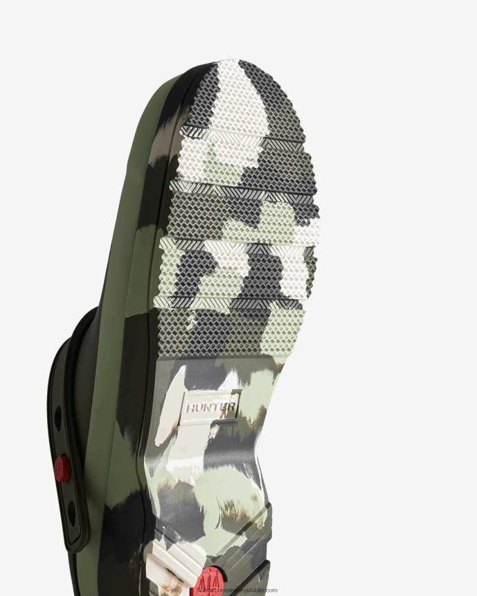 Women Hunter Play Colour Splash Sole Strap Clogs Dark Olive/Everglade Green/Black/Shaded White 68TN2X252
