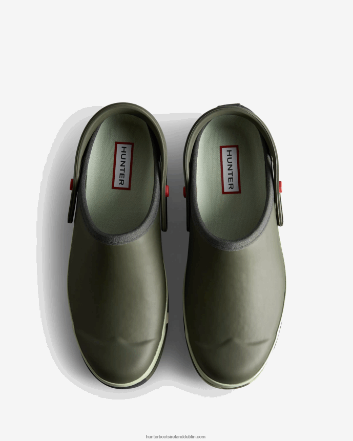 Women Hunter Play Colour Splash Sole Strap Clogs Dark Olive/Everglade Green/Black/Shaded White 68TN2X252