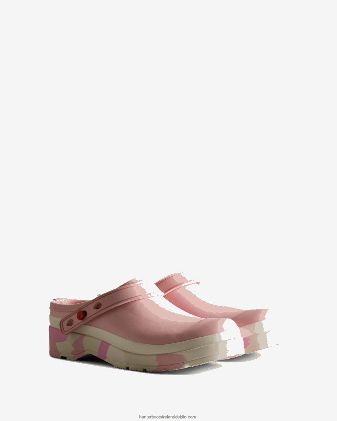 Women Hunter Play Colour Splash Sole Strap Clogs Faded Rose/Shaded White/Pink Fizz/Skimming Stone 68TN2X253