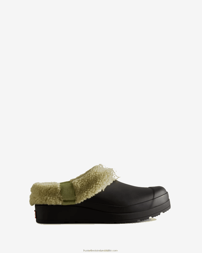 Women Hunter Play Vegan Shearling Insulated Clogs Black/Wild Green 68TN2X260