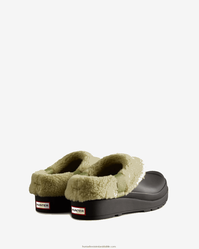 Women Hunter Play Vegan Shearling Insulated Clogs Black/Wild Green 68TN2X260