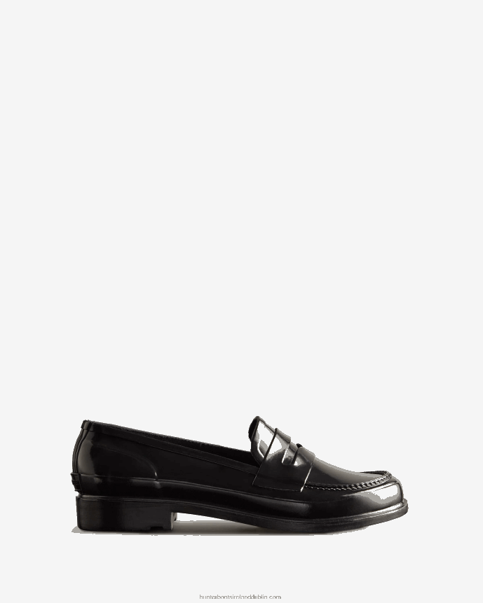 Women Hunter Refined Gloss Penny Loafers Black 68TN2X269