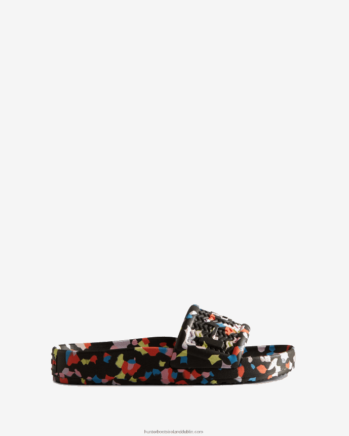 Women Hunter BLOOM Marble Slides Black 68TN2X108