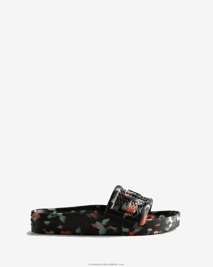 Women Hunter BLOOM Marble Slides Black 68TN2X285