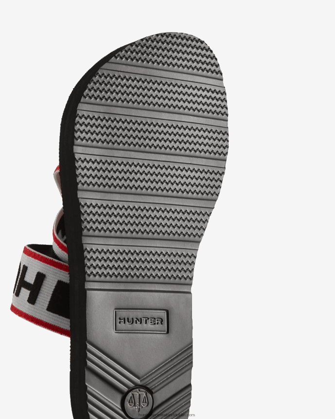 Women Hunter Elastic Crossover Logo Slides Black/Red/White 68TN2X107